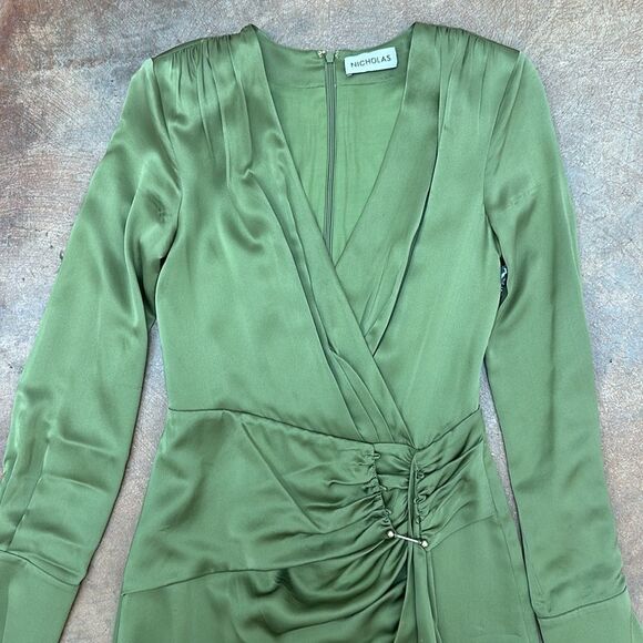 Nicholas Women's Green Josefa V-Neck Long Sleeve Midi Dress 2 - Picture 3 of 12